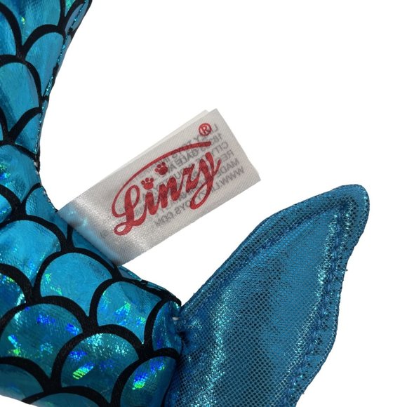 Linzy Toys Mermaid Doll 14” Blue Hair Tail Pink Bikini Shells Gold Starfish - Picture 5 of 13